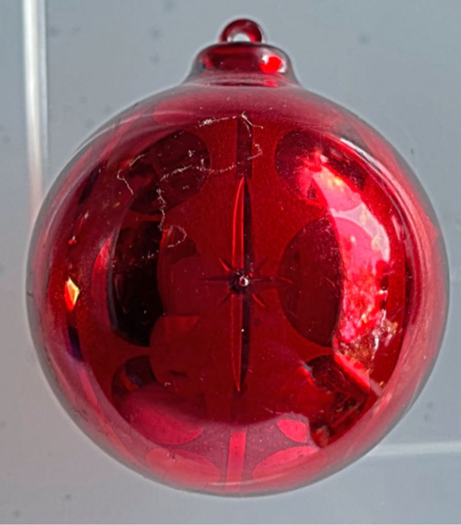 Jewelbrite - (Set 21) - Orb - Open - Red - Harp - Music (3D Diorama) ornament collectible - Main Image 2