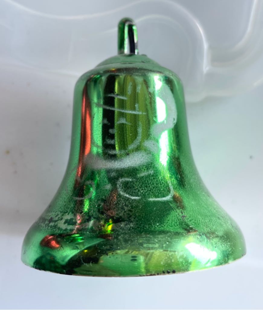 Bradford - Large Plated Bell - Screened Design - #103 - Santa & Snowman - Green - Screened Design (Plated Bell) ornament collectible - Main Image 2
