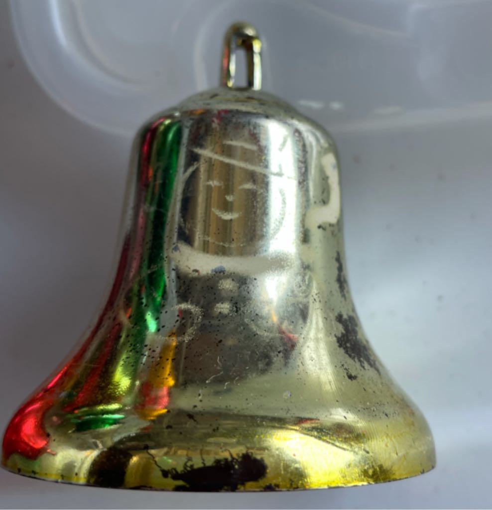 Bradford - Large Plated Bell - Screened Design  - #103 - Santa/Snowman - Gold - Screened Design (Plated Bell) ornament collectible - Main Image 2