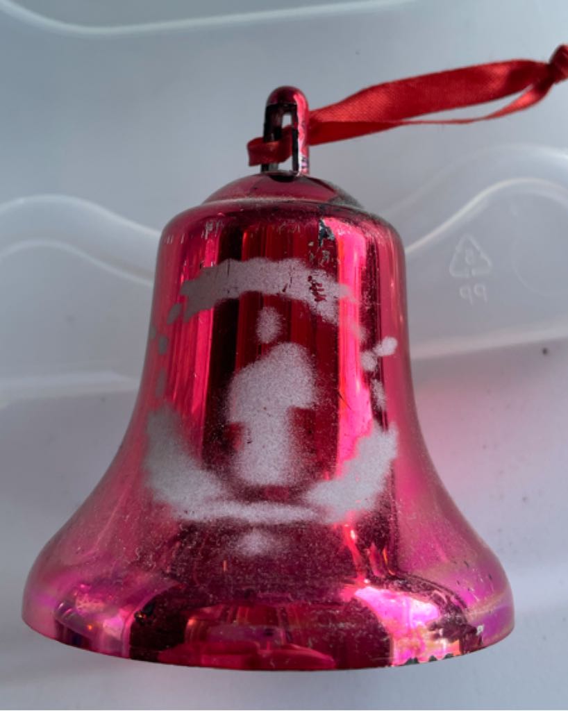 Bradford - Large Plated Bell - Screened Design - #103 - Candle/Candy Cane - Red - Screened Design (Plated Bell) ornament collectible - Main Image 2