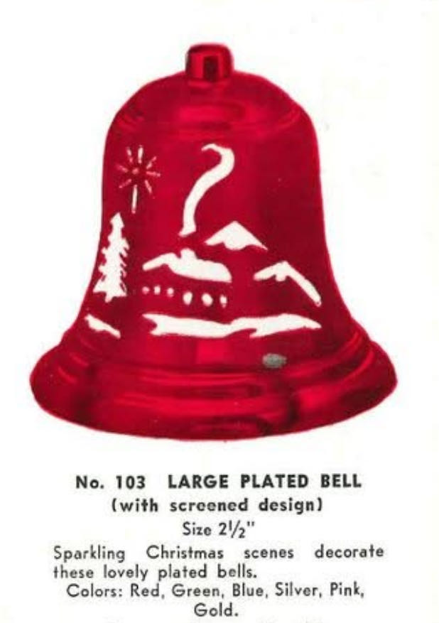 Bradford - Large Plated Bell - Screened Design - #103 - Candle/Candy Cane - Red - Screened Design (Plated Bell) ornament collectible - Main Image 3