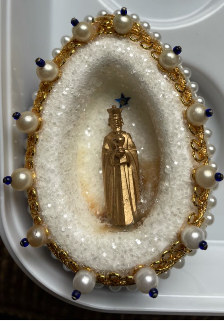 Bead & Sequin - Egg - Magi - Blue & Gold - Egg (Bead & Sequin) ornament collectible - Main Image 1