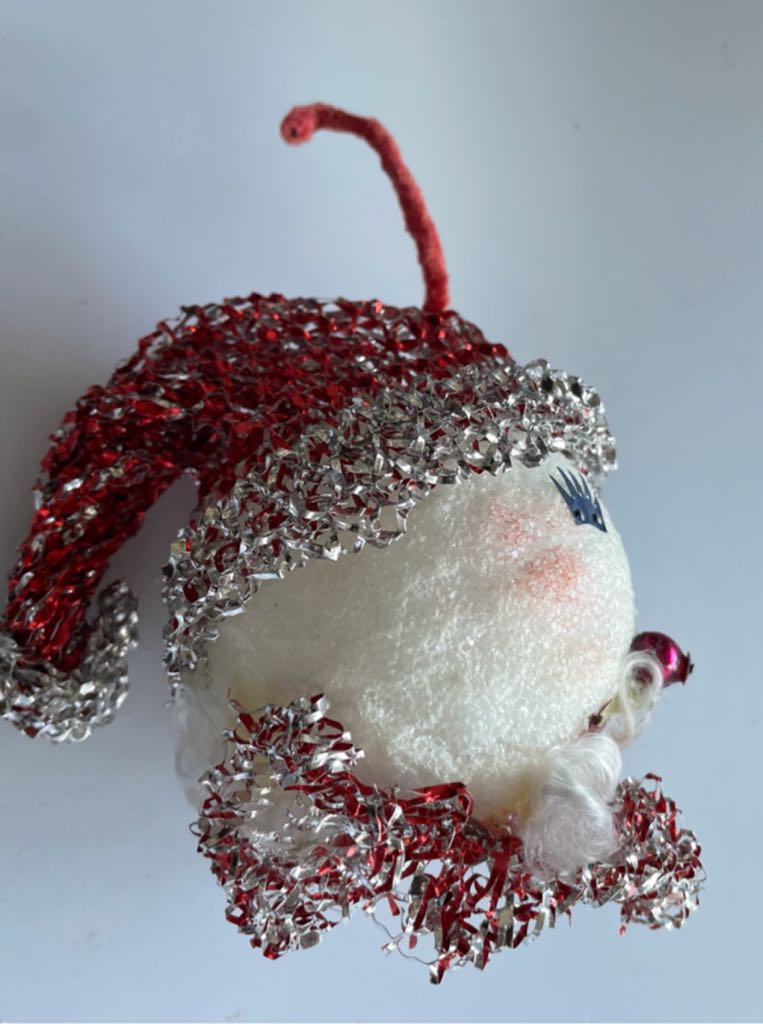 Styrofoam & Metal Mesh Santa - Santa ornament collectible - Main Image 2