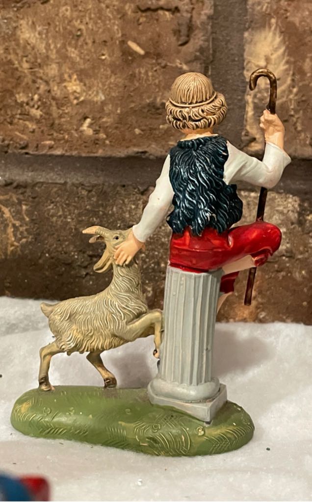 Fontanini - (Set 1) - #203 - Shepherd - Boy On Pillar With Goat - Shepherd (Nativity) ornament collectible - Main Image 2