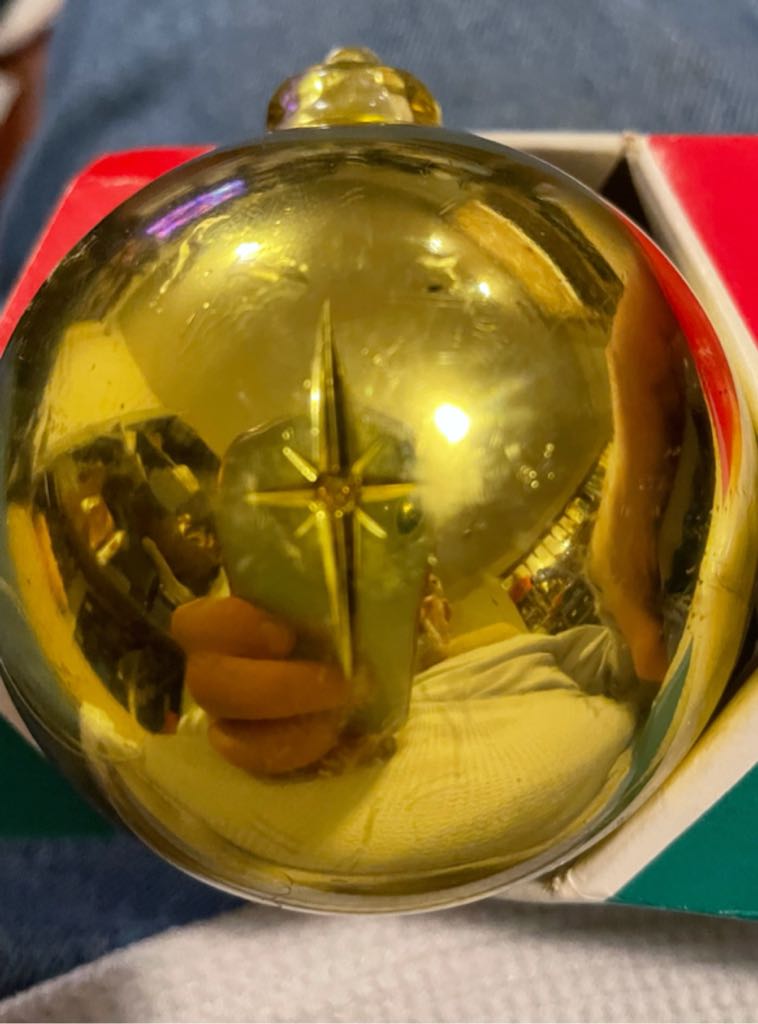 Jewelbrite - (Set 7) - Orb - White Bells & Red Tinsel - Yellow - Ball (3D Diorama) ornament collectible - Main Image 2