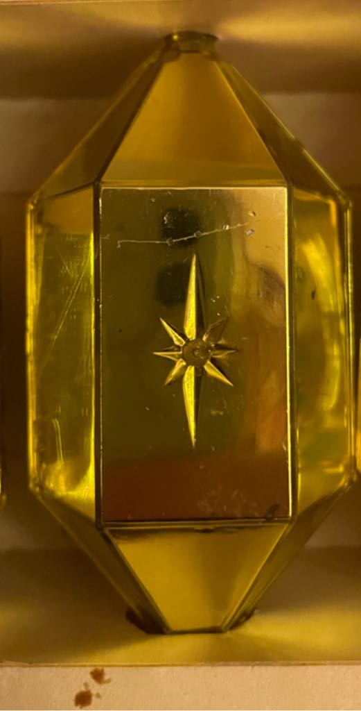 Jewelbrite - (Set 17) - Open Hexagon - Clear Yellow - Two Gold Bells & Holly - Bell (3D Diorama) ornament collectible - Main Image 2