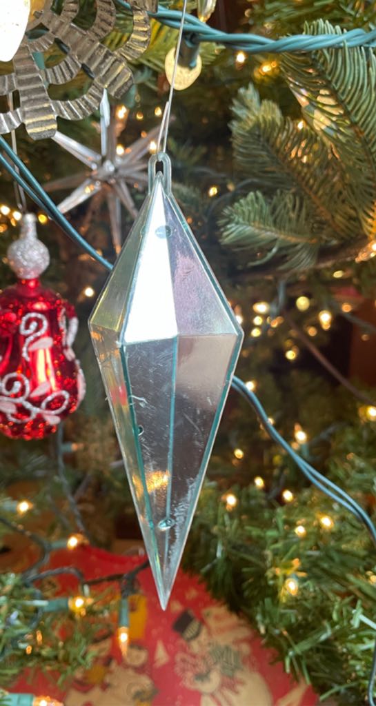 Jewelbrite - Diamond - Clear - Chenille Candy Cane & Holly - Teal Back - Ribbon (3D Diorama) ornament collectible - Main Image 2