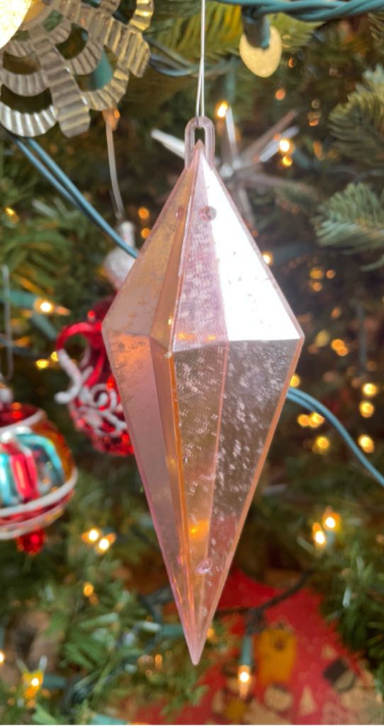 Jewelbrite - Diamond - Clear - Chenille Candy Cane & Holly - Pink Back - Candy Cane (3D Diorama) ornament collectible - Main Image 2