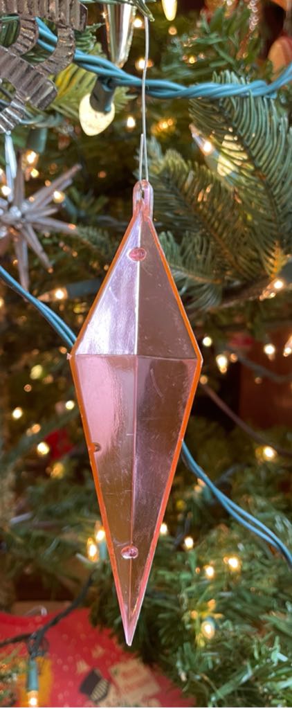 Jewelbrite - Diamond - Clear - Red/Green Ribbon & Gold Tinsel - Pink Back - Ribbon (3D Diorama) ornament collectible - Main Image 2