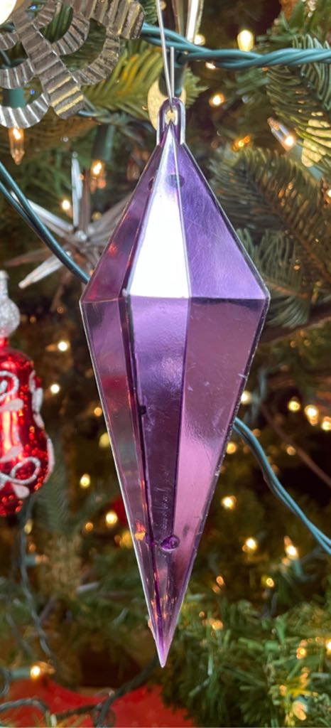 Jewelbrite - Diamond - Clear - Green/Red Ribbon & Silver Tinsel - Purple Back - Ribbon (3D Diorama) ornament collectible - Main Image 2