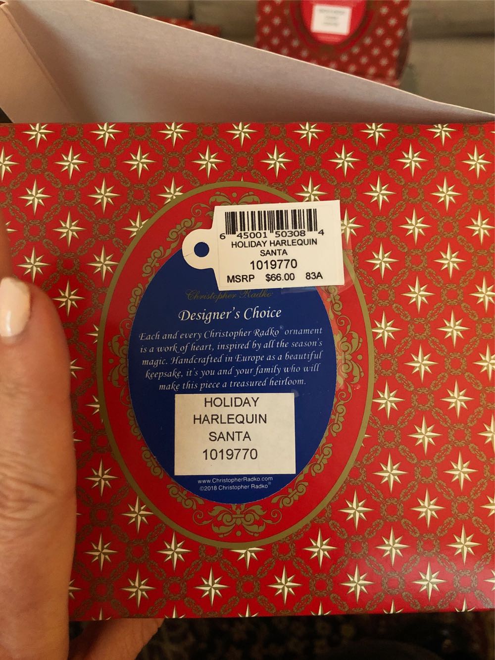 Holiday Harlequin Santa  ornament collectible - Main Image 2