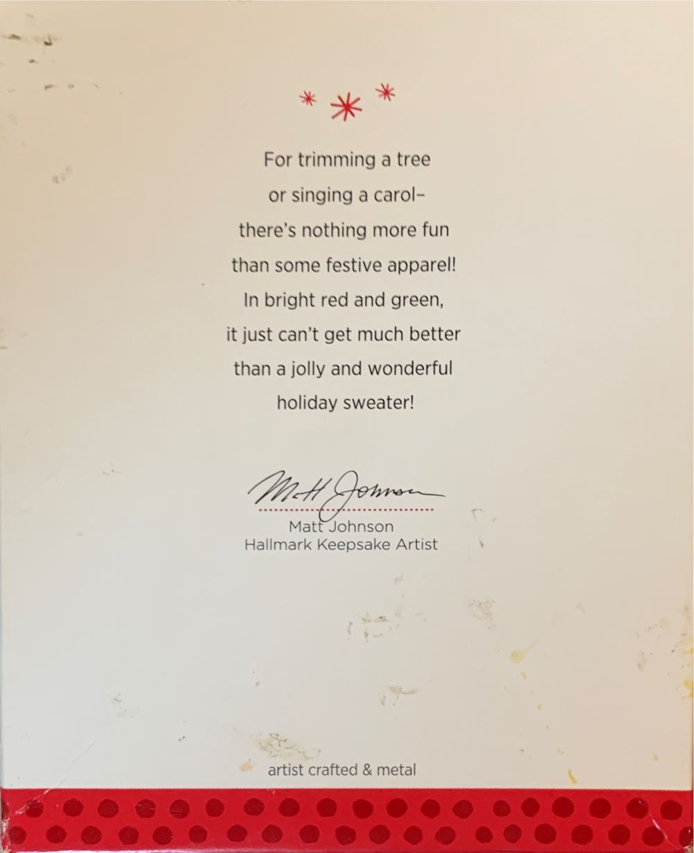 Holiday Sweater - Ugly Christmas Sweater (Hallmark Keepsake Ornament) ornament collectible [Barcode 795902370909] - Main Image 2