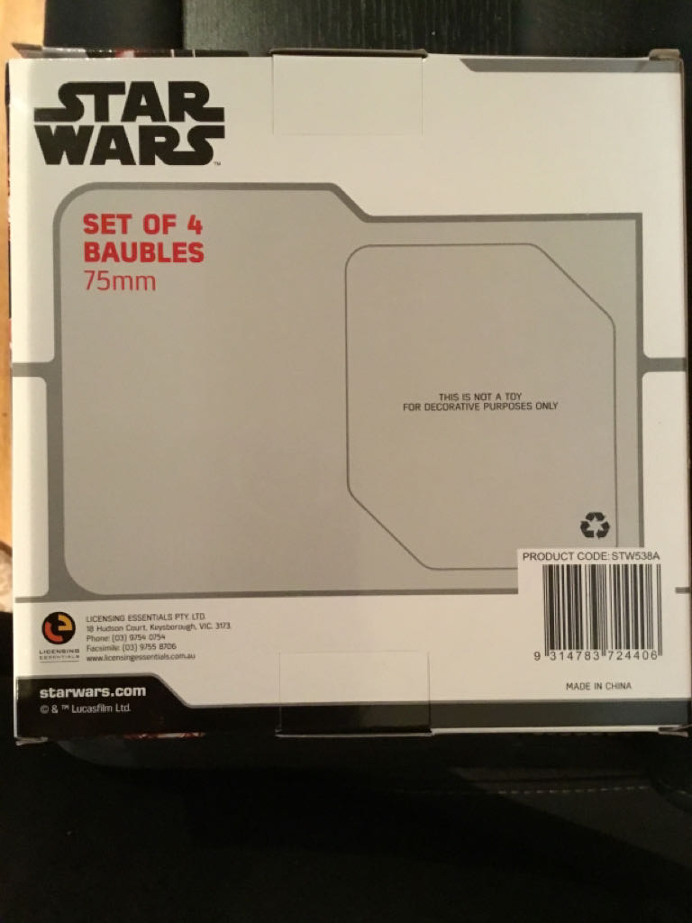 Star Wars Set Of 4 Baubles - Star Wars ornament collectible [Barcode 9314783724406] - Main Image 2