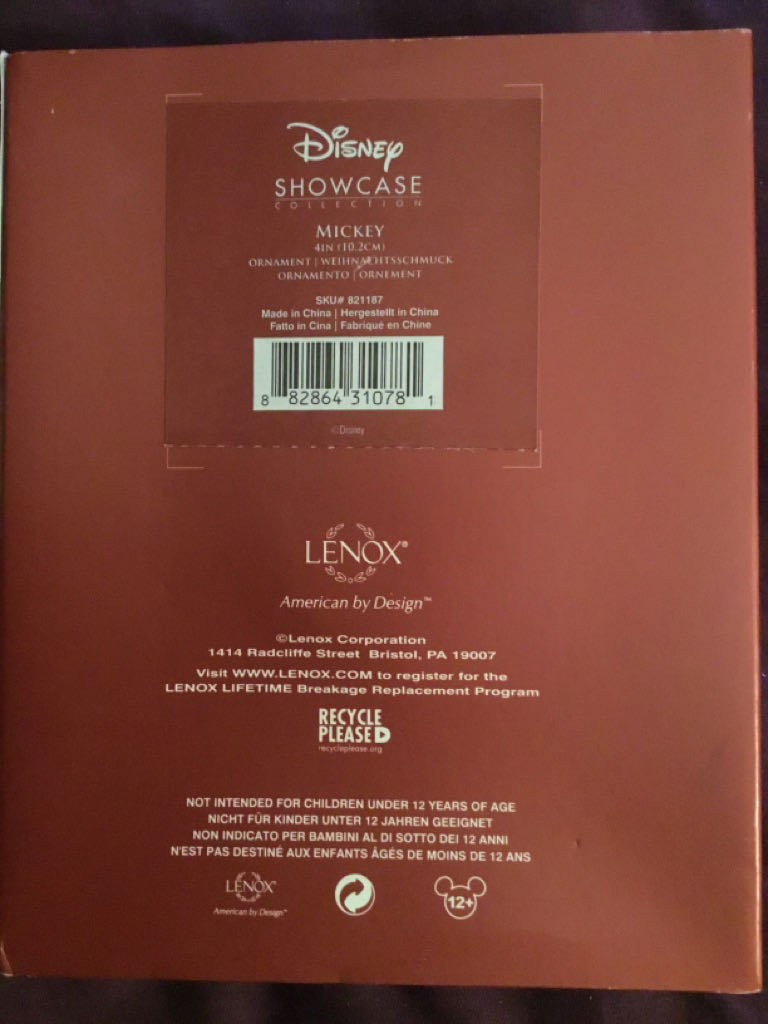 Mickey Mouse - Lenox - Disney Mickey Mouse ornament collectible [Barcode 882864310781] - Main Image 2