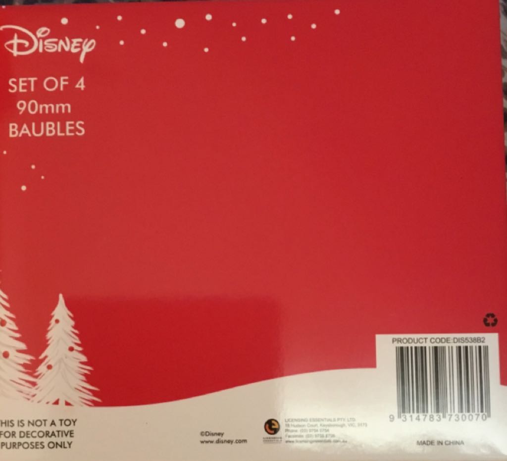 Disney Mickey Mouse Set Of 4 Baubles - Disney Mickey Mouse (Disney) ornament collectible [Barcode 9314783730070] - Main Image 2