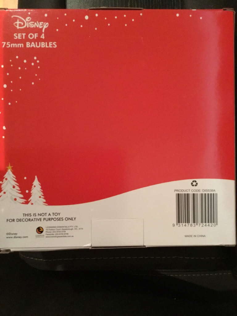 Disney Princesses Set Of 4 Baubles - Disney Princesses ornament collectible [Barcode 9314783724420] - Main Image 2