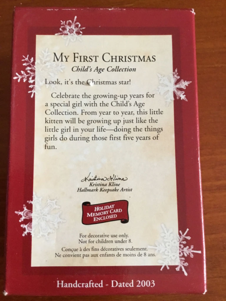 Child’s Age Collection - My First Christmas - 2003 - Child’s Age Collection (Child’s Age Collection) ornament collectible [Barcode 015012760859] - Main Image 2