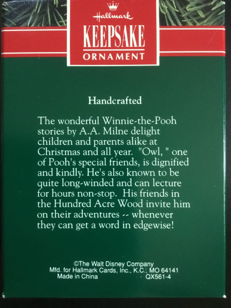Winnie The Pooh 1991 - Owl - Disney Winnie The Pooh ornament collectible - Main Image 2