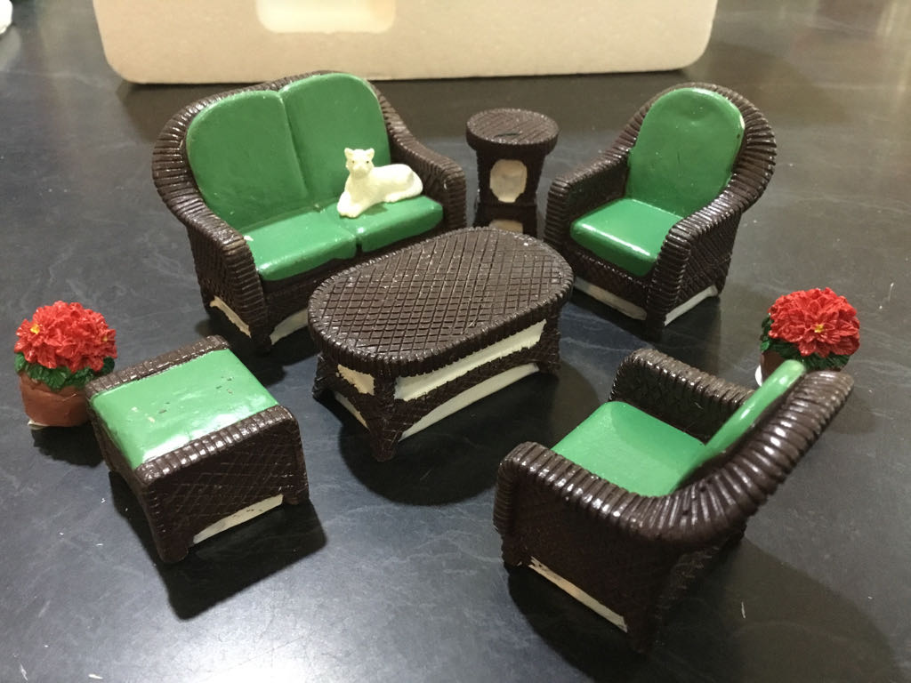 #64077 Lemax Wicker Lawn Set - Lemax General Products (Village Accessories) ornament collectible [Barcode 728162640772] - Main Image 2