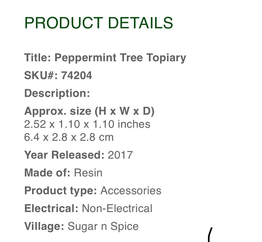 Peppermint Tree Topiary - #74204 x3 - Sugar N Spice (Accessories) ornament collectible [Barcode 728162742049] - Main Image 3
