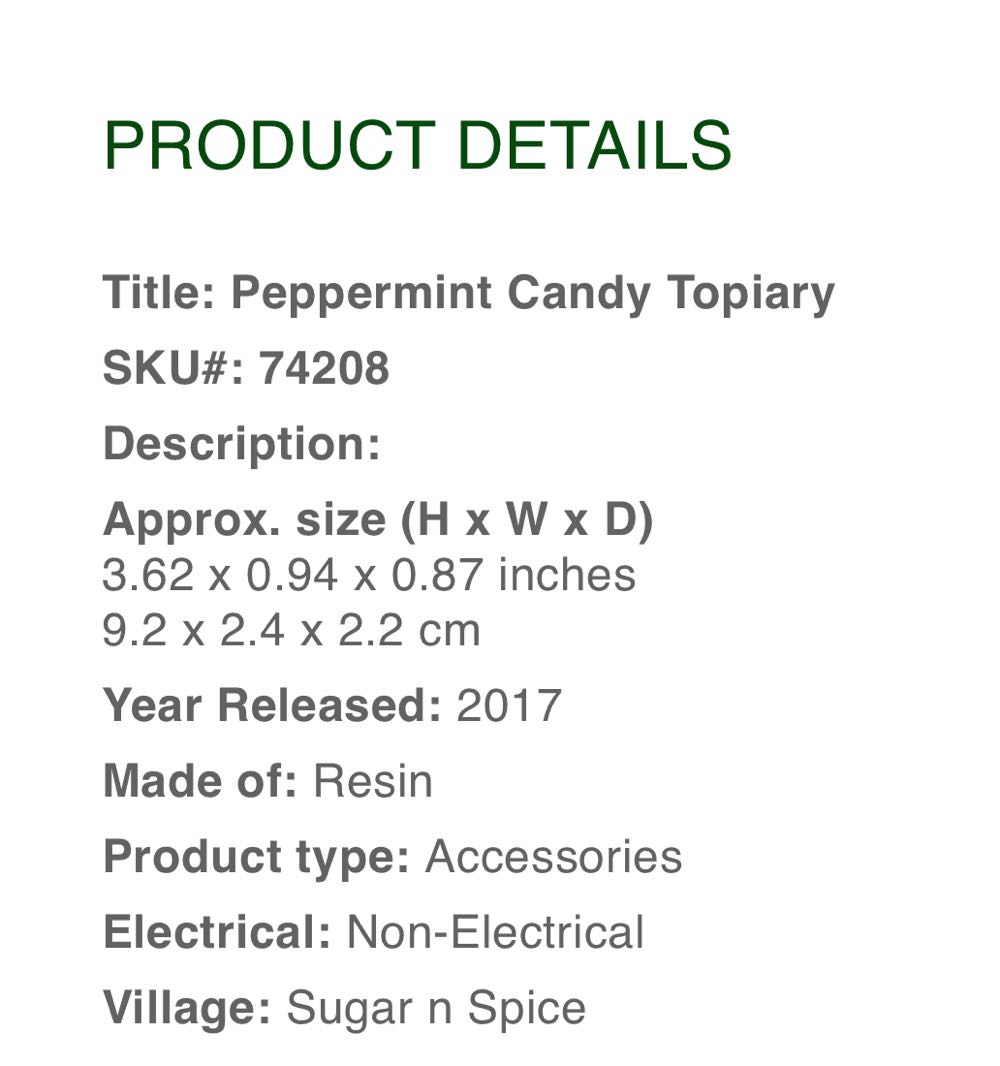 Peppermint Candy Topiary - #74208 - Sugar N Spice (Accessories) ornament collectible [Barcode 728162742087] - Main Image 3