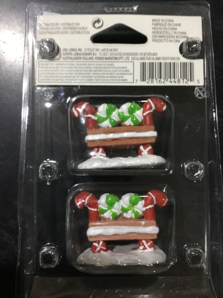 Peppermint Cookie Bench Set Of 2 - #44812 x4 - Sugar N Spice (Accessories) ornament collectible [Barcode 728162448125] - Main Image 2