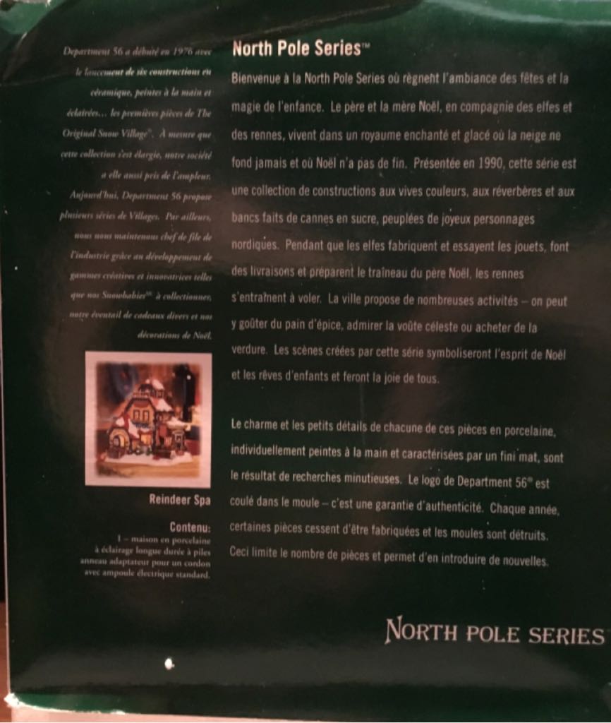 NP Reindeer Spa - North pole series ornament collectible [Barcode 734409431171] - Main Image 2