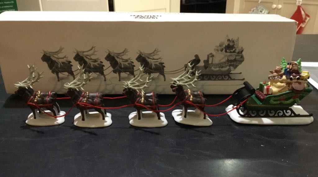 Sleigh & Eight Tiny Reindeer - North pole series (Heritage Village Collection) ornament collectible - Main Image 2