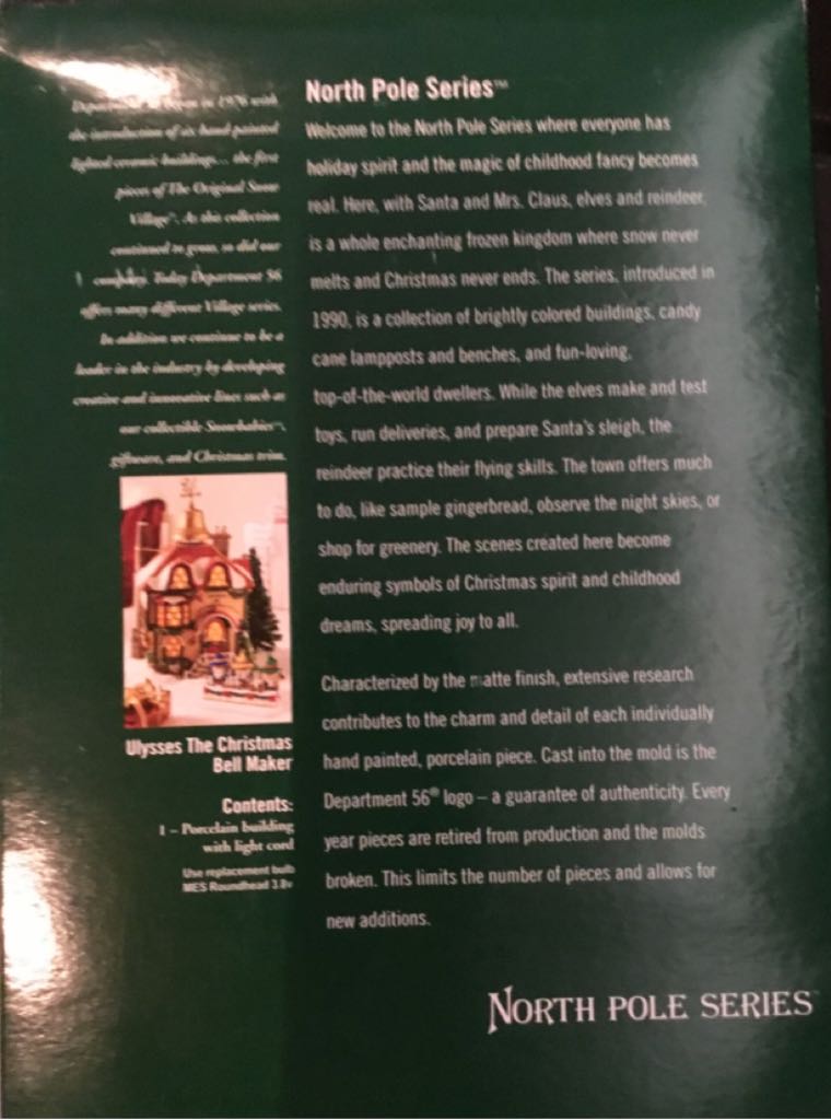 Ulysses The Christmas Bell Maker - North pole series ornament collectible - Main Image 2