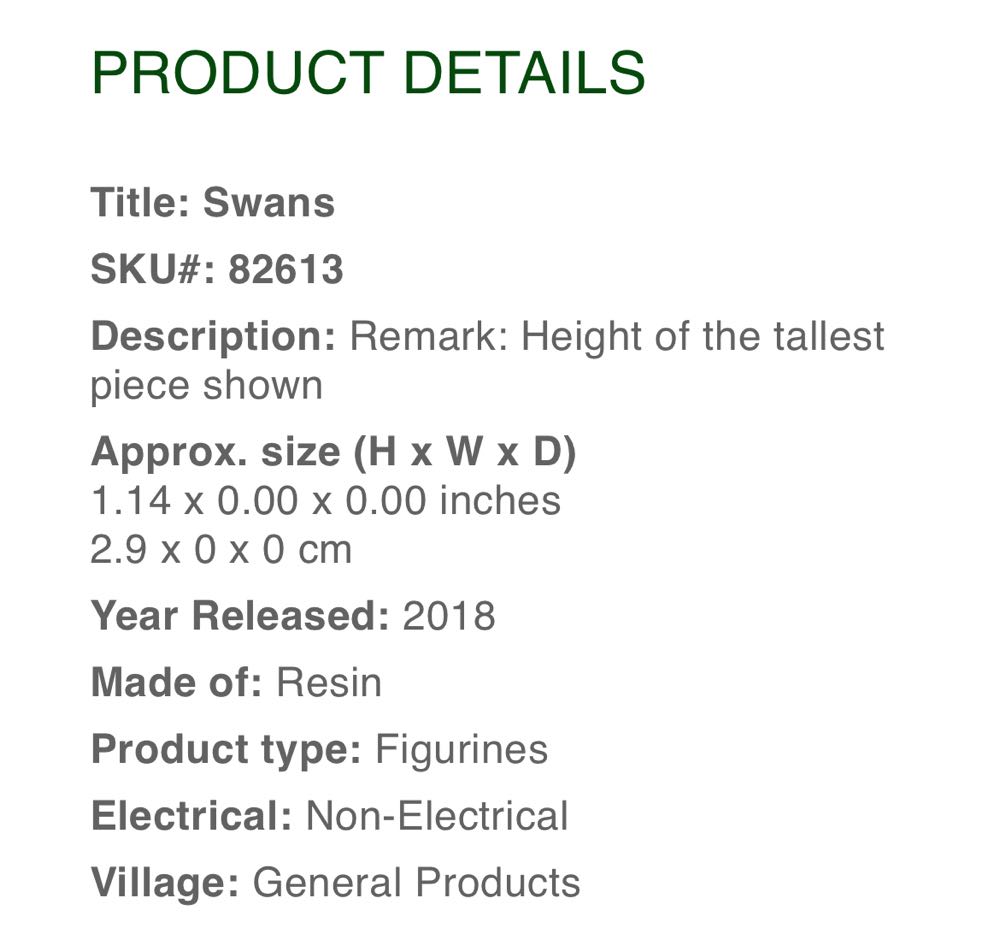 Swans Set Of 2 - #82613 - General Products (Figurines) ornament collectible [Barcode 728162826138] - Main Image 2