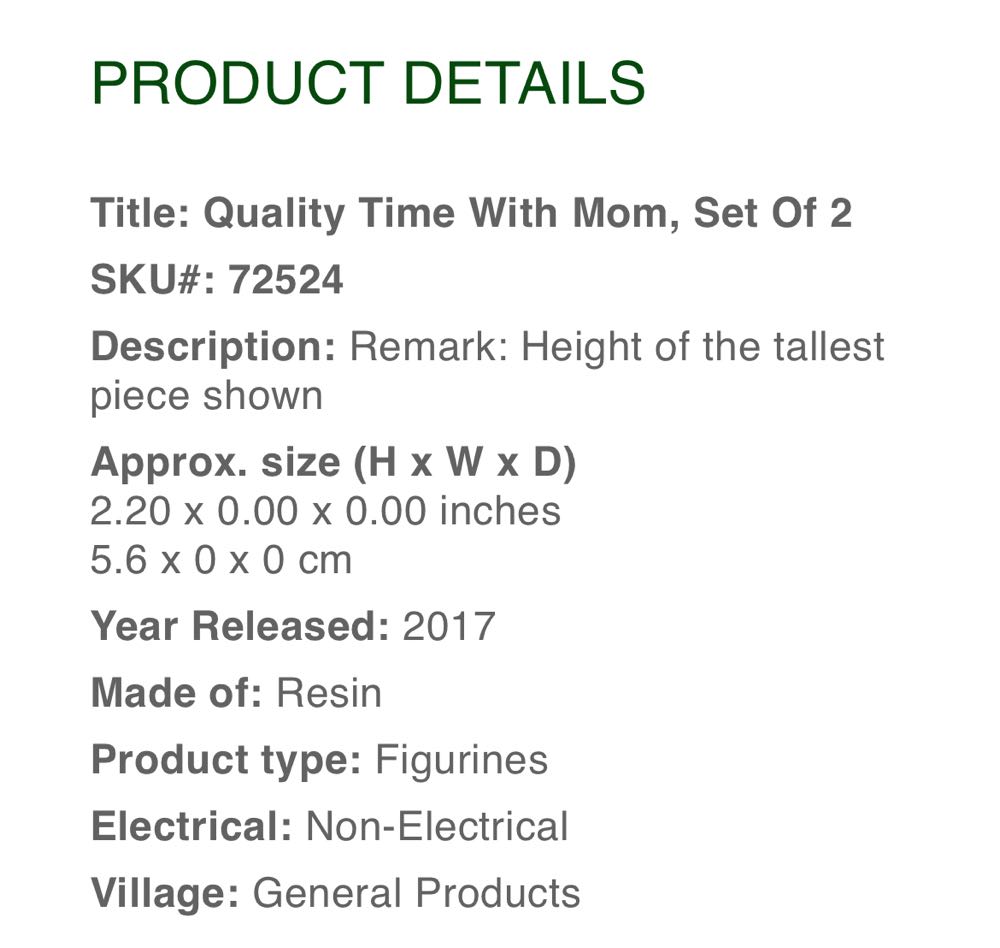 Quality Time With Mom #72524 - General Products (Figurines) ornament collectible [Barcode 728162725240] - Main Image 2