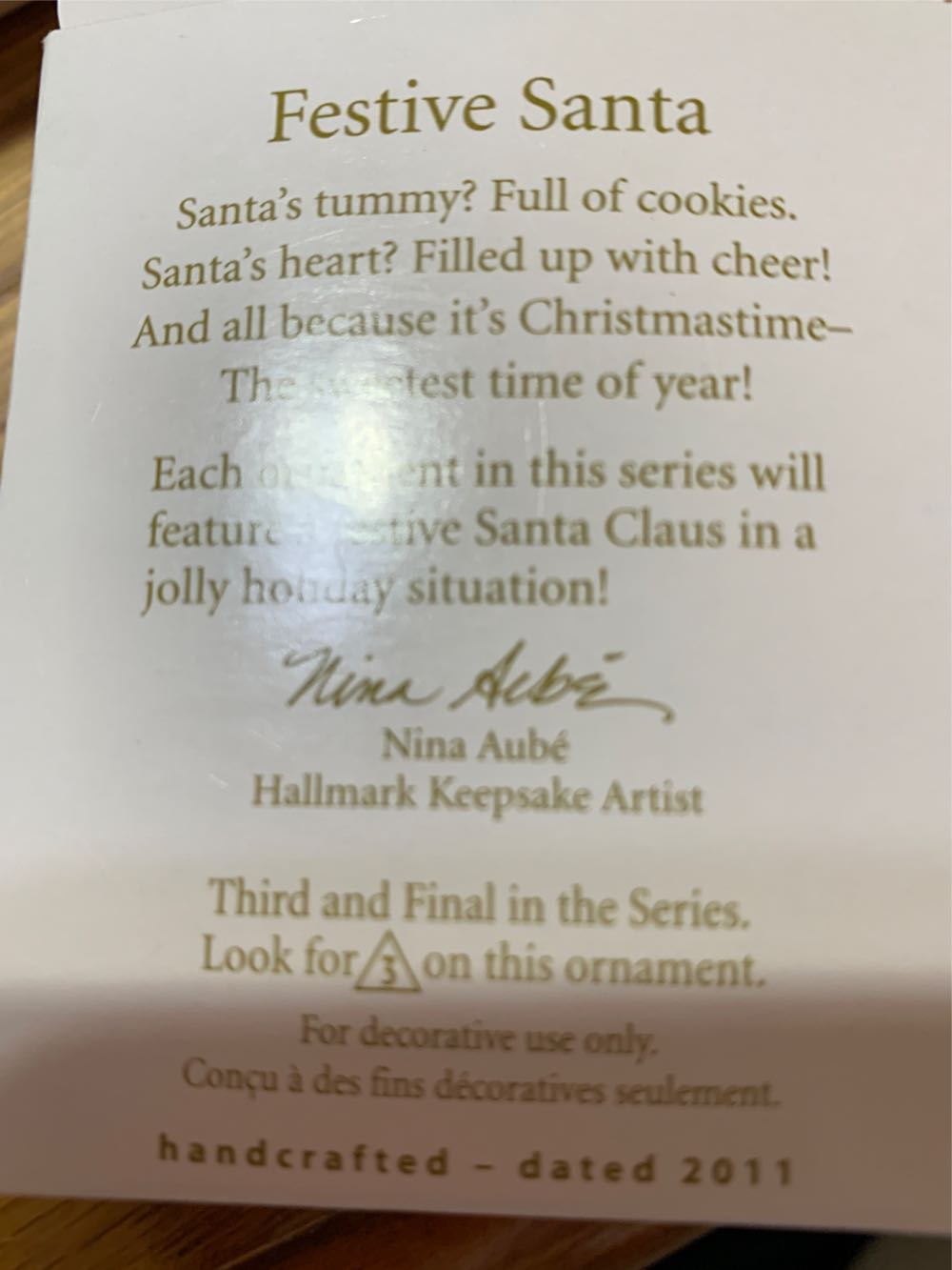 Santa Festive Santa #3 - Festive Santa (Santa, Mini) ornament collectible [Barcode 795902195588] - Main Image 2