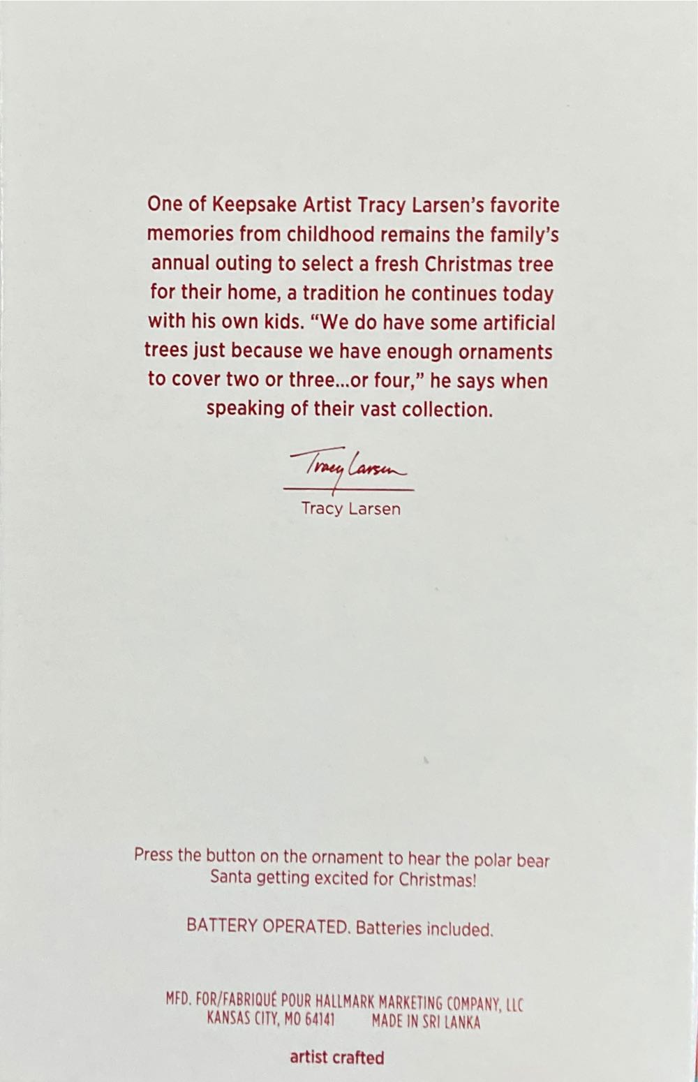 Polar Bear Santa - Keepsake Ornament Club (Santa & Snowman) ornament collectible [Barcode 763795763818] - Main Image 2