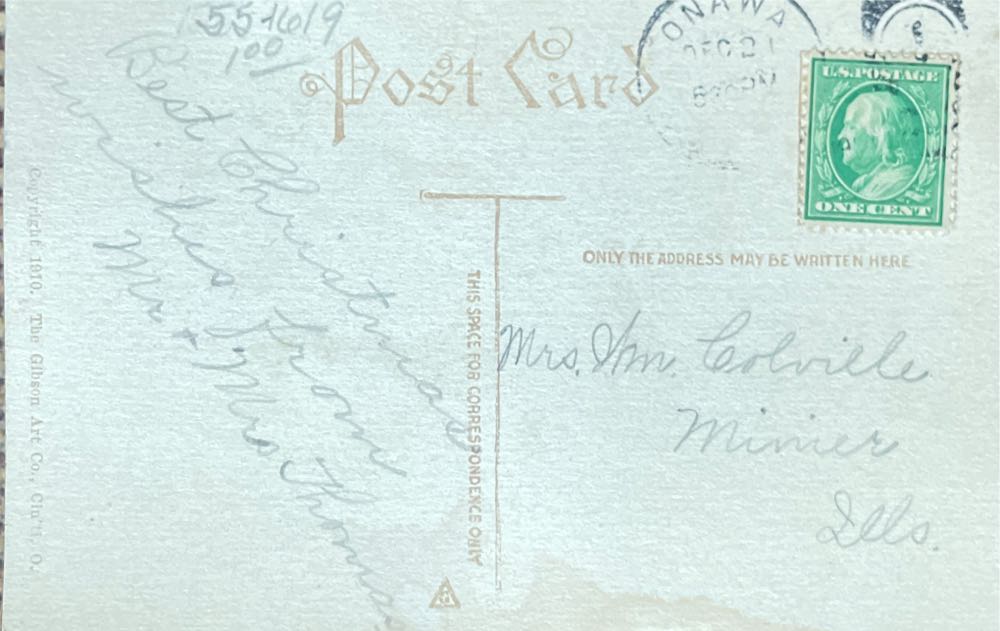 Gibson - Christmas - Postcard - Poinsettia - Christmas (Postcard) ornament collectible - Main Image 2