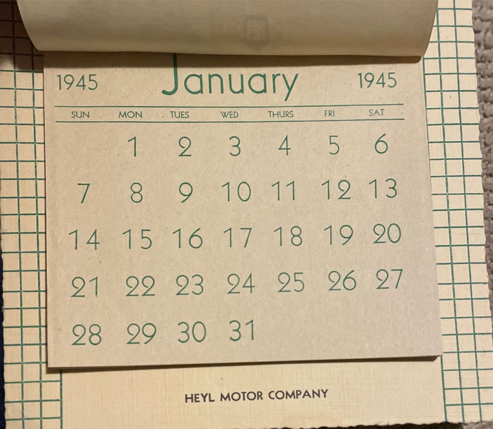 Promotion - 1945 - Calendar - Heyl Motor Company - Calendar (Promotion) ornament collectible - Main Image 2