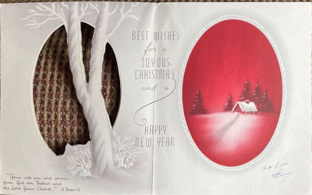 Christmas Card - Tree, Coach, House - R-675 - Christmas (Greeting Card) ornament collectible - Main Image 2