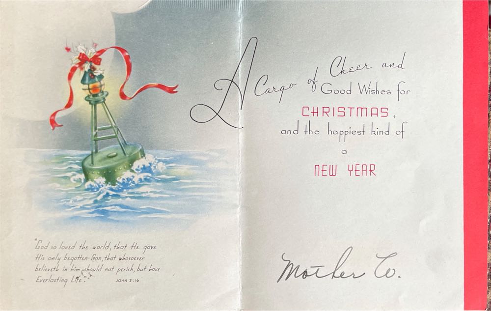 Christmas Card - Ship In Bottle - R108 - Christmas (Greeting Card) ornament collectible - Main Image 3