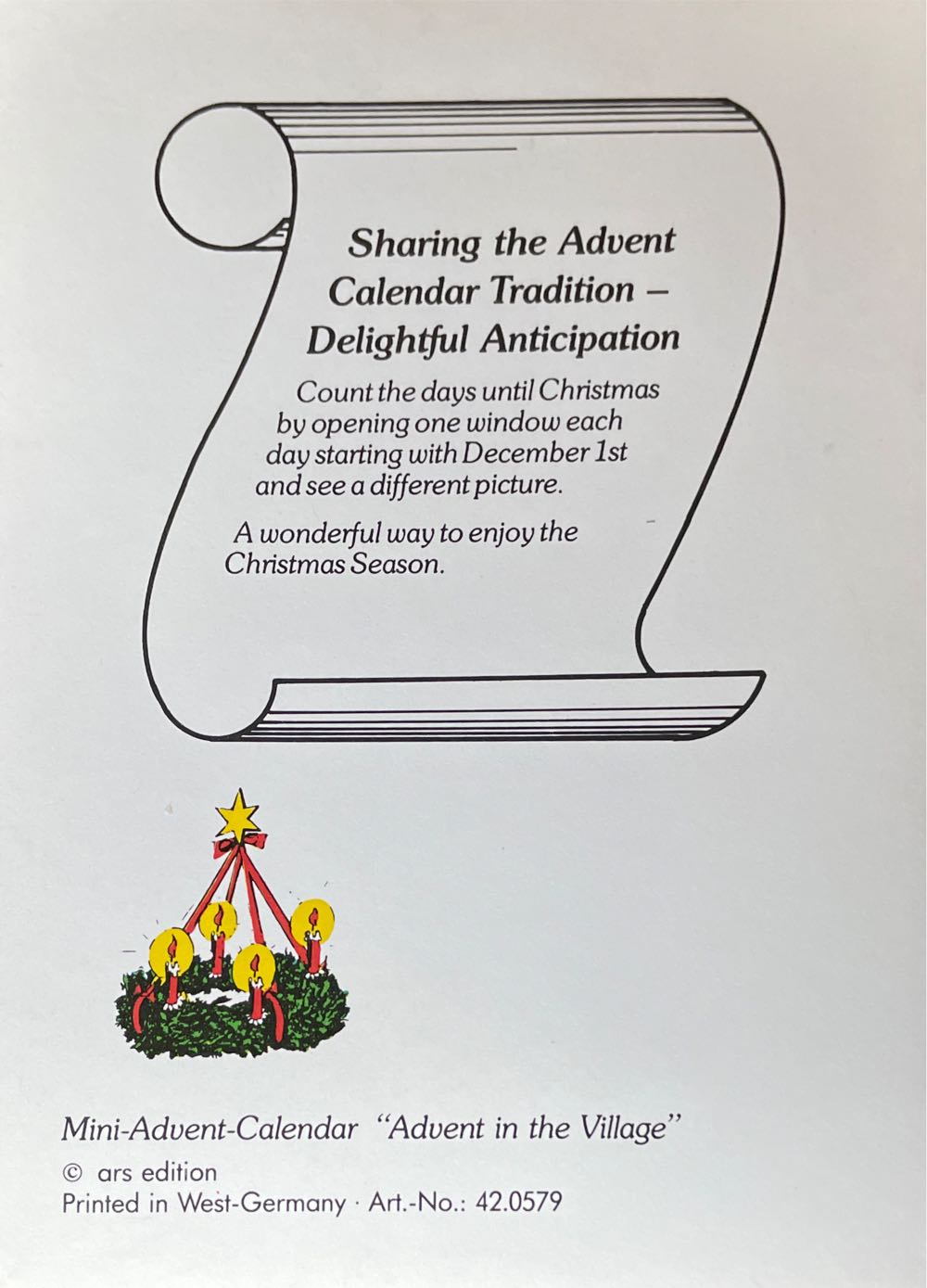 Christmas Card - Mini Advent Calendar - “Advent In The Village” - Christmas (Greeting Card) ornament collectible - Main Image 2