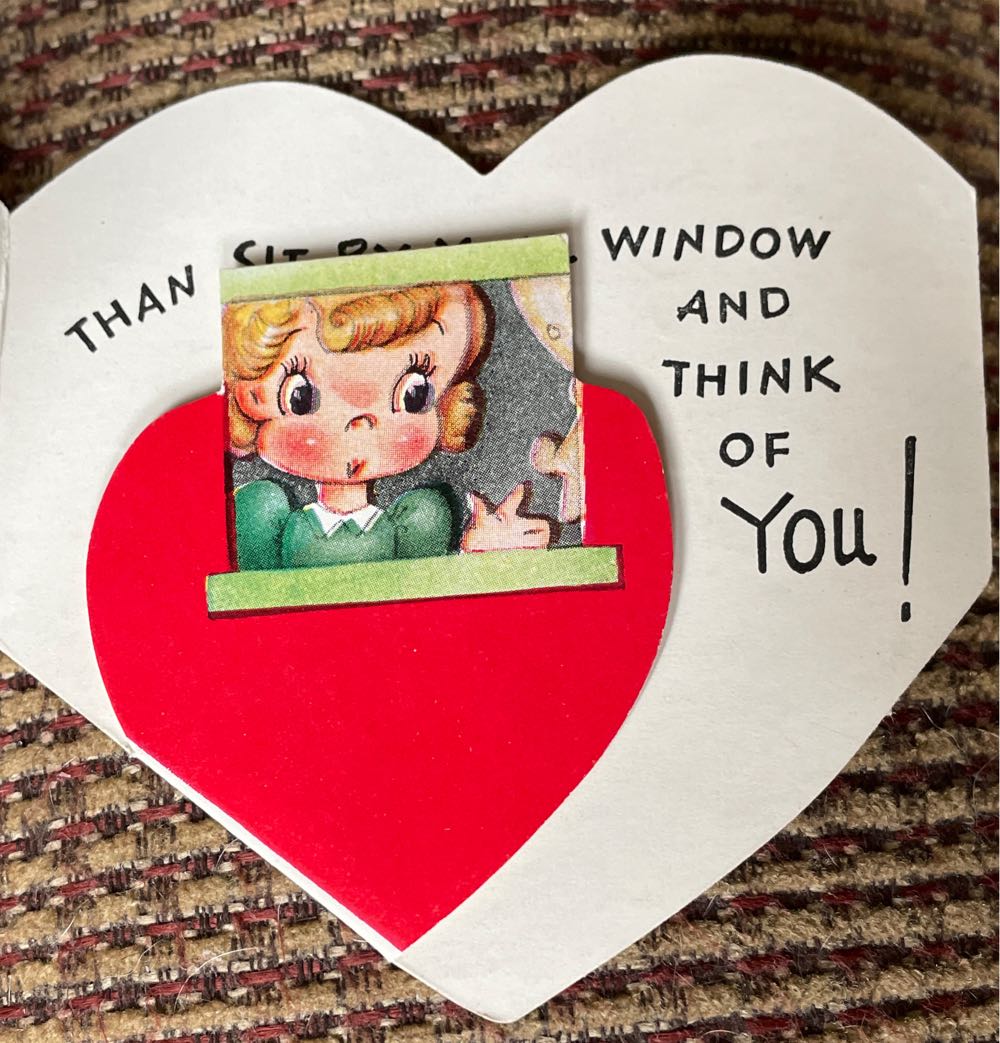 A-Meri-Card - Valentine - Boy By Window - P-153 - Fold Out (Valentine) ornament collectible - Main Image 2