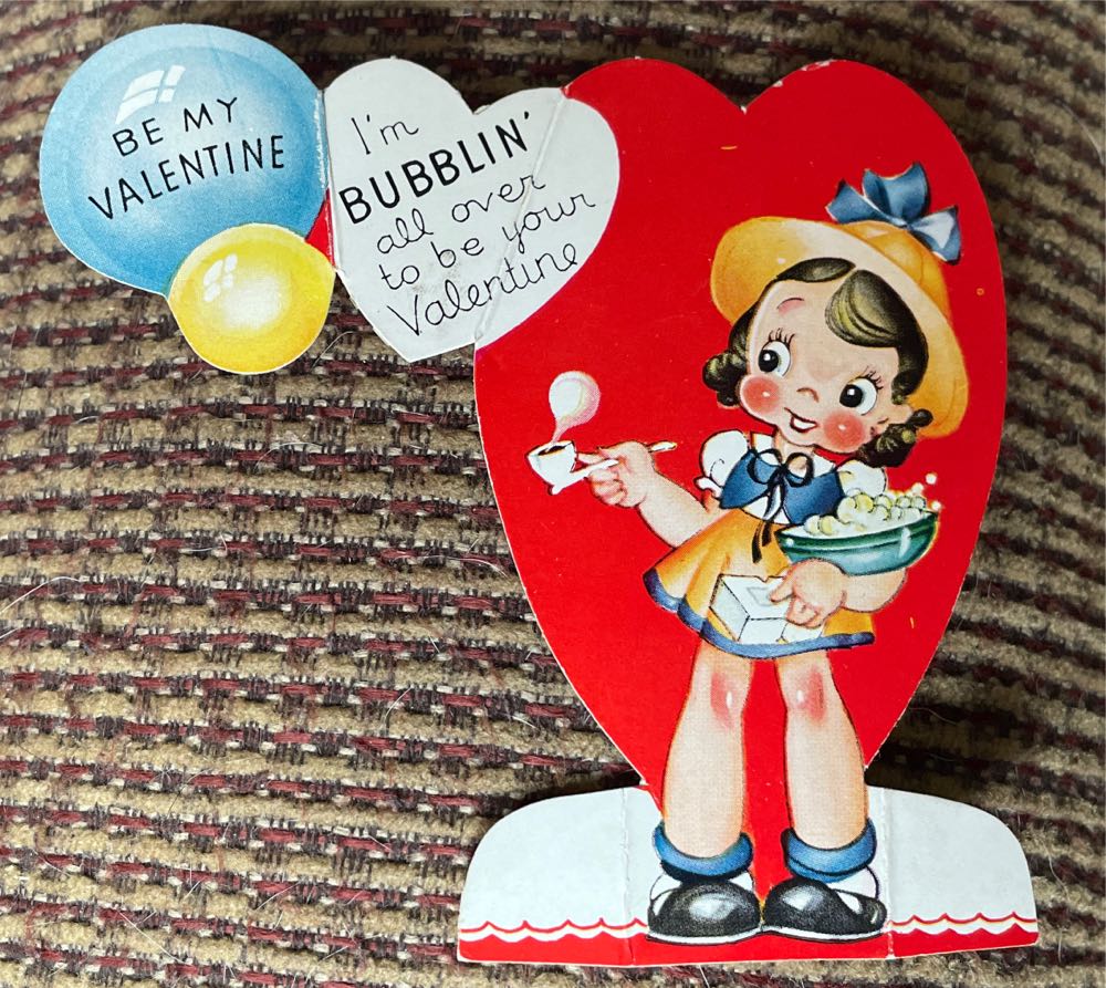 A-Meri-Card - Valentine - Girl Blowing Bubbles - 115 - Flat (Valentine) ornament collectible - Main Image 2