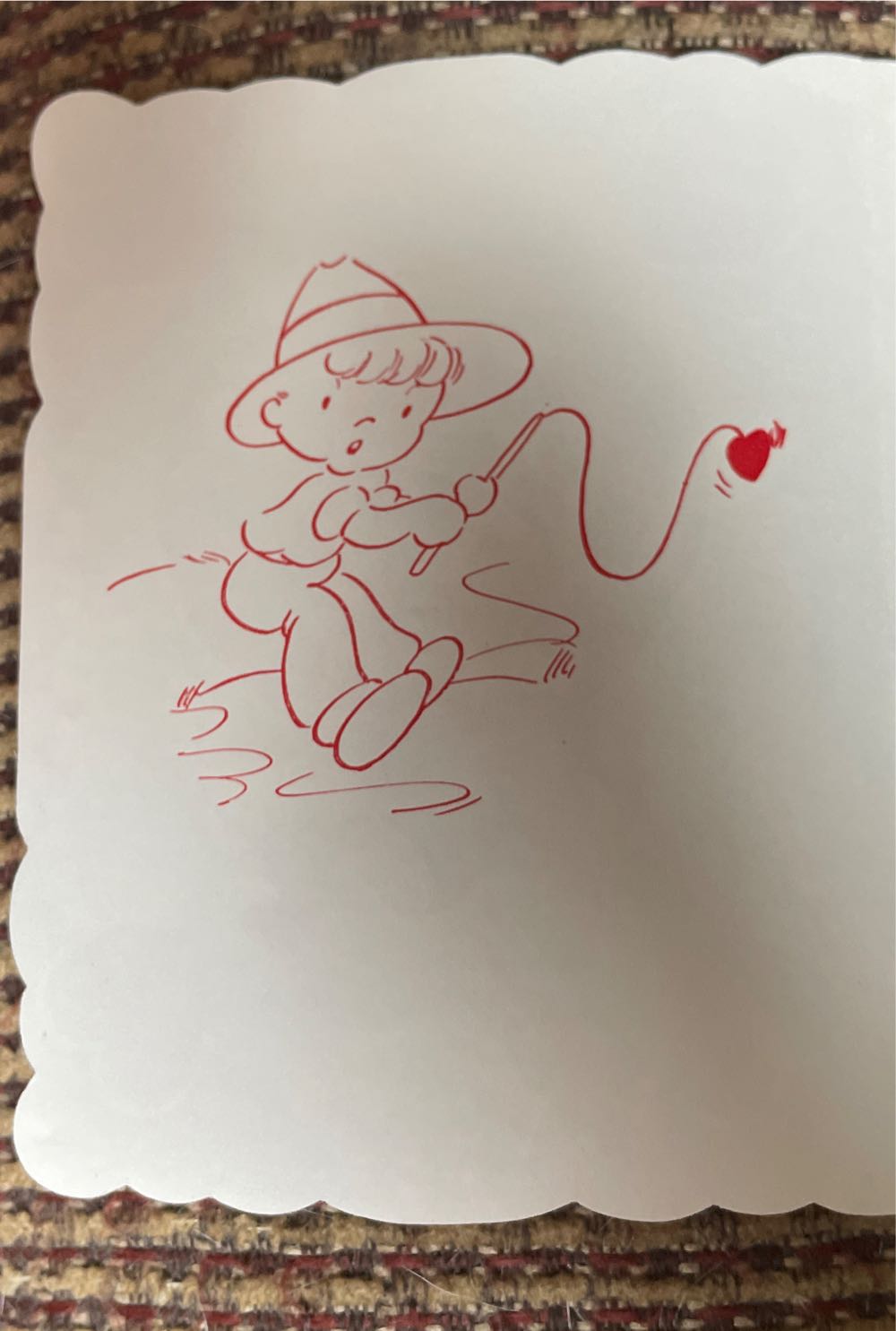 A-Meri-Card - Valentine - Boy Fishing - P-6566/2 B - Single Fold (Valentine) ornament collectible - Main Image 2