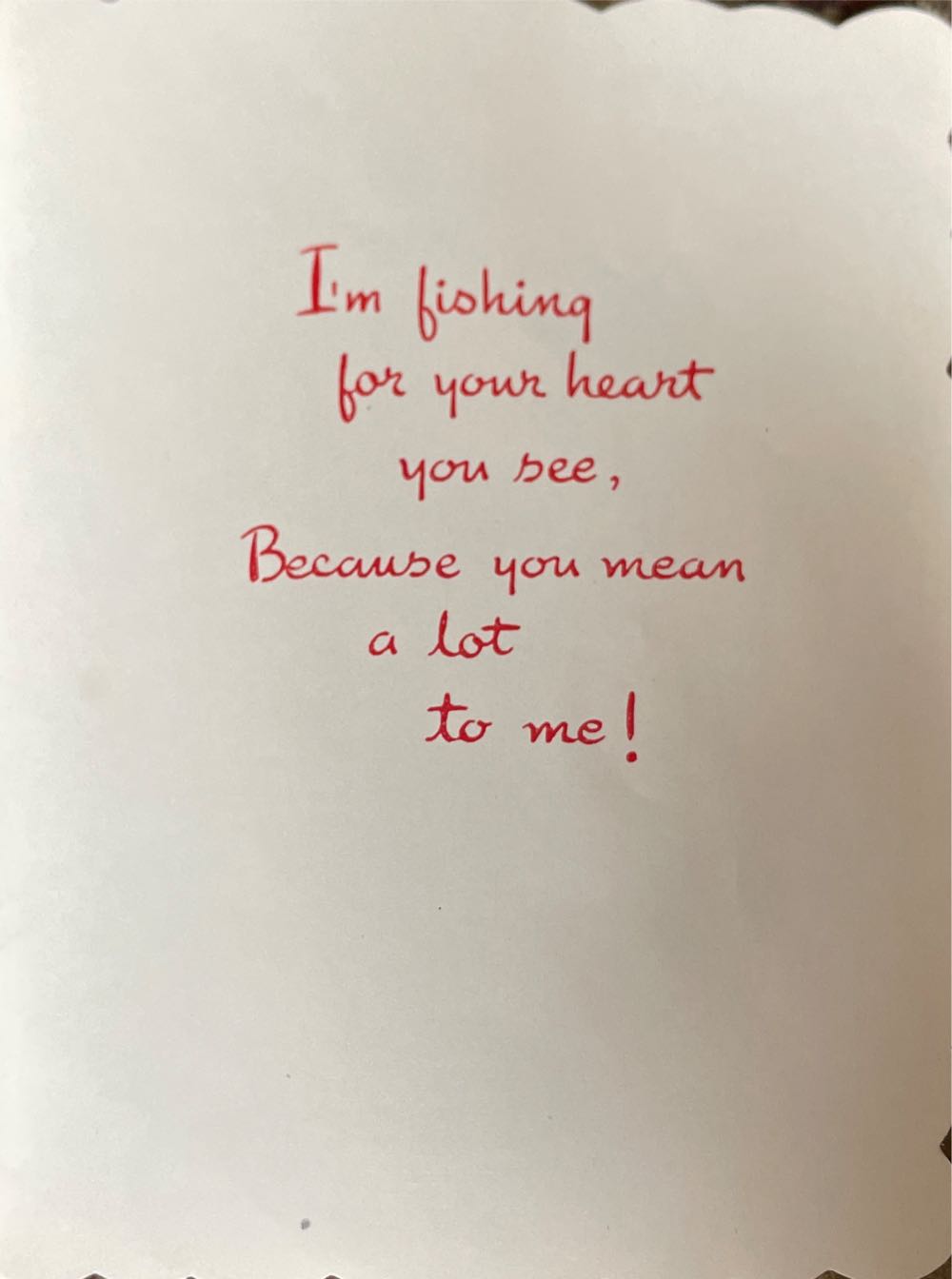 A-Meri-Card - Valentine - Boy Fishing - P-6566/2 B - Single Fold (Valentine) ornament collectible - Main Image 3