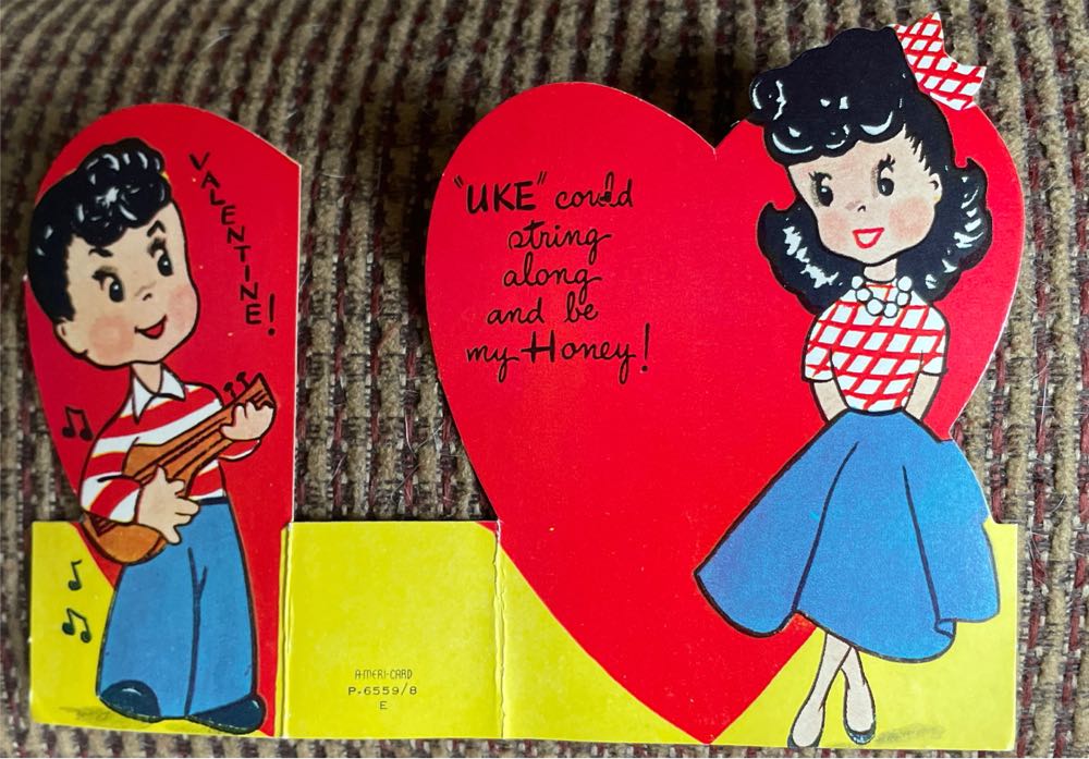 A-Meri-Card - Valentine - Boy Playing Ukulele - P-6559/8 E - Fold Out (Valentine) ornament collectible - Main Image 2