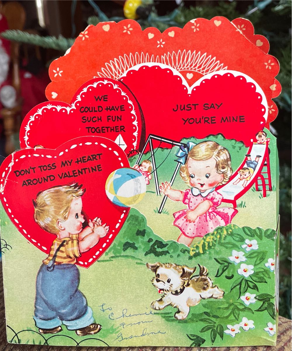 A-Meri-Card - Valentine - Kids On Playground  - N-7615/2 - Fold Out (Valentine) ornament collectible - Main Image 2