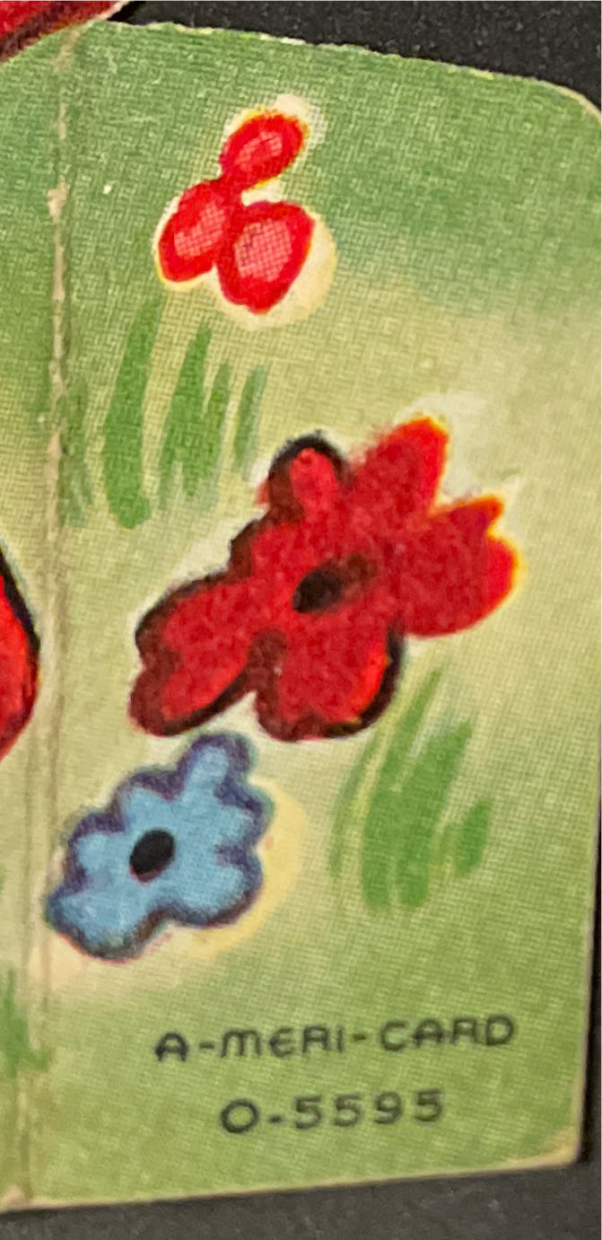 A-Meri-Card - Valentine - Puppy With Basket Of Flower - O-5595 - Flat (Valentine) ornament collectible - Main Image 2