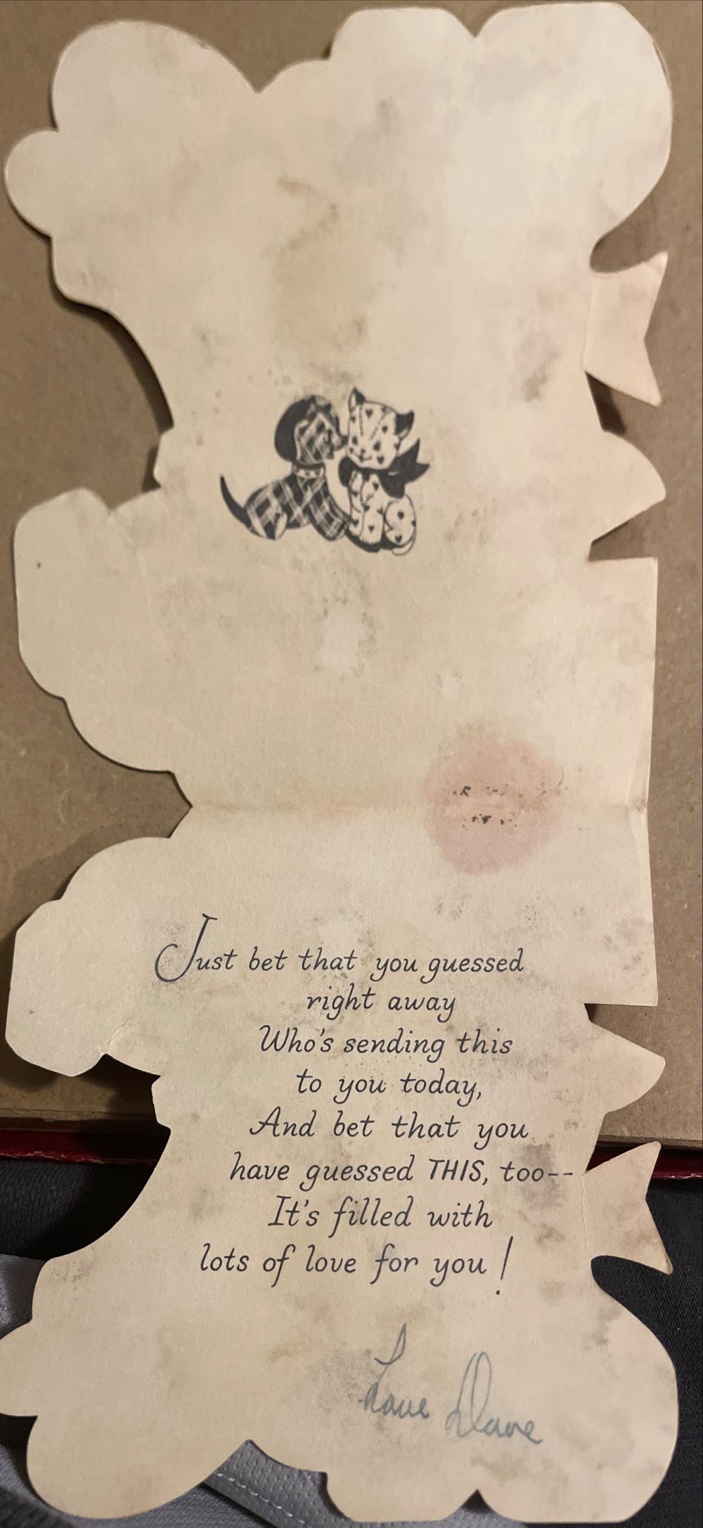 Hallmark - Valentine - Stuffed Cat & Dog - Mother - 10 V400-5 - Single Fold (Valentine) ornament collectible - Main Image 2