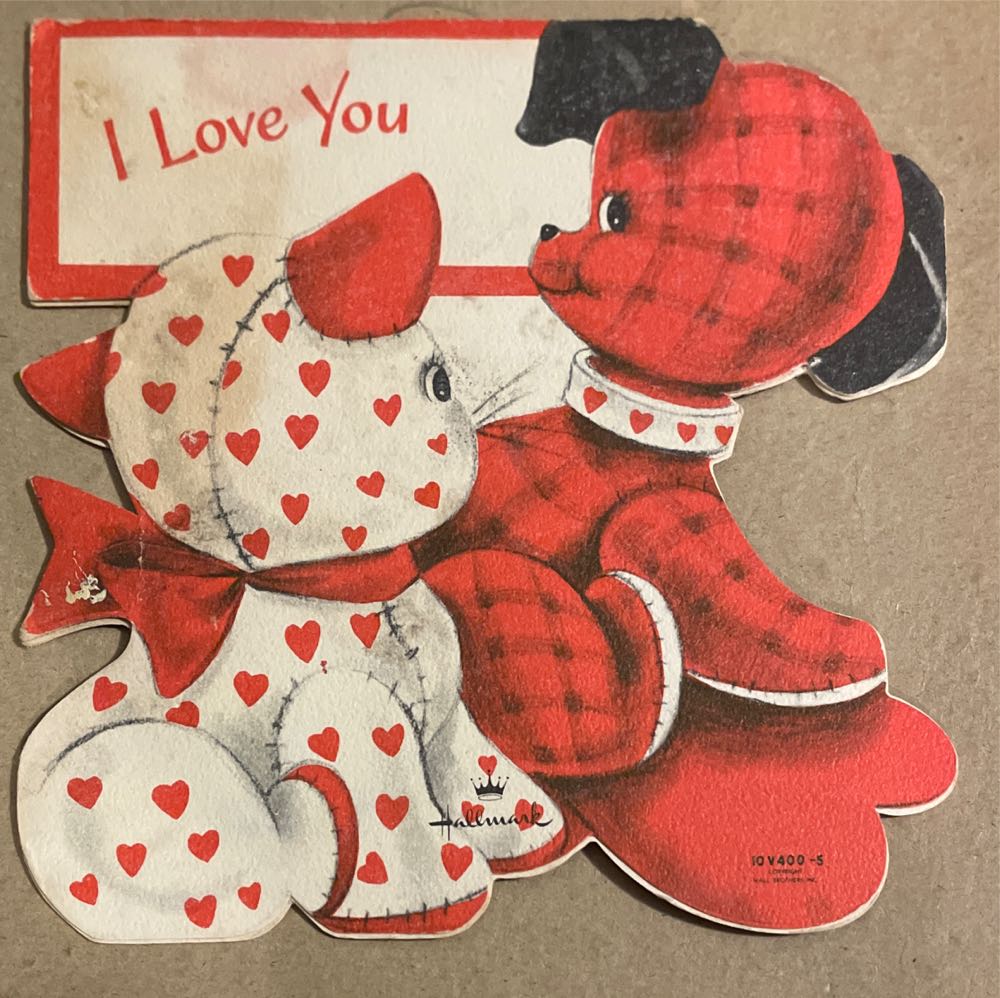 Hallmark - Valentine - Stuffed Cat & Dog - Mother - 10 V400-5 - Single Fold (Valentine) ornament collectible - Main Image 3