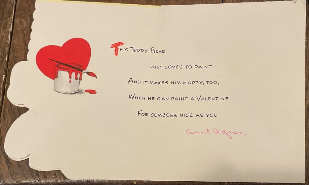 American Greetings - Valentine - Teddy Bear Painting Heart - 10V K-600-9 - French Fold (Valentine) ornament collectible - Main Image 2