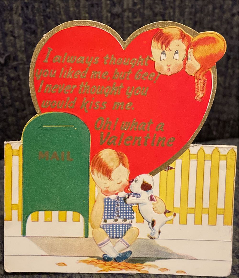 AC - Valentine - Boy, Puppy By Mailbox - Flat - Easle (Valentine) ornament collectible - Main Image 3
