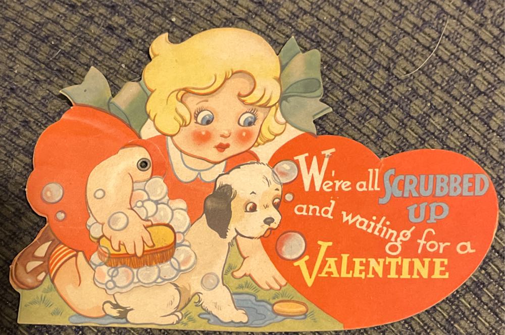 Fairfield - Valentine - Girl Washing Puppy - P-5108-A - Flat - Mechanical (Valentine) ornament collectible - Main Image 2